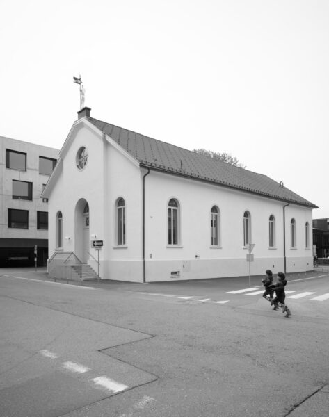 Totalaufnahme der Jahnturnhalle in Dornbirn